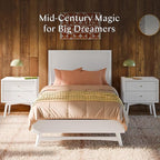 Babyletto Palma Twin Bed for Kids - Sturdy Wood Twin Bed Frames with Headboard - Modern Design & Low Height for Safety - Perfect for Kids Bedrooms/Guest Rooms/Small Home