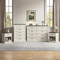 Farmhouse Dresser and Nightstand Sets, 4Pcs Bedroom Furniture Set, Nightstand Set of 2 & 55" Wide 8 Drawer and 44" Tall 5 Drawer Dresser with Large Drawers & Bar Handles, White