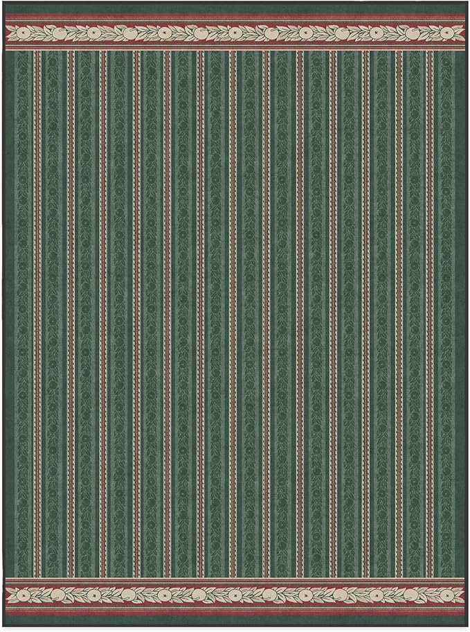 RUGGABLE x Morris & Co Machine Washable Christmas Area Rug– Fruit Stripe Spruce Green 9x12, Stain-Resistant, Non-Slip–Large Rugs for Living Room, Bedroom, Hallway, Entryway & Office–with Standard Pad