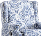 UIXE Swivel Rocker Manual Recliner Chair, Wingback Swivel Glider Fabric Nursery Reclining Sofa Chair, High Back Upholstered Arm Chair for Living Room Bedroom - Navy Floral
