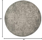 SAFAVIEH Evoke Collection Area Rug - 3' Round, Silver & Ivory, Distressed Design, Non-Shedding & Easy to Clean, Ideal for Foyer, Bedroom, Accent Space (EVK256S)