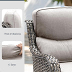 7-Piece Outdoor Patio Cushion Set - Fade & Water Resistant with Removable Olefin Cover, 22x24x4 Inch Memory Foam Cushions for Wicker Sectional Sof - Beige/Crescent