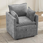 30" Cloud Modular Single Sofa Chair with Storage, Modern Upholstered Accent Chair Deep Seat, Chenille Reading Lounge Armchair for Living Room, Bedroom, Small Space, Light Grey