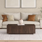 Henn&Hart 48" Rectangular Low-Profile Wood Coffee Table for Living Room, Family Room, or Office, Alder Brown