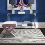 RUGGABLE x Jonathan Adler Machine Washable Modern Area Rug – Labyrinth Black/Ivory 3x5, Stain-Resistant, Non-Slip – Small Rugs for Living Room, Bedroom, Hallway, Entryway & Office–with Standard Pad