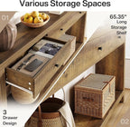 Tribesigns 70.9-Inch Extra Long Entryway Table with 3 Drawers, Sofa Console Table with Open Storage Shelves, Wooden Couch Foyer Tables for Living Room Hallway Entrance