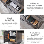 RedLemon 60" Executive Desk, Farmhouse Home Office Desk with Drawers, Charging Station, Keyboard Tray, File Drawer, Storage Cabinet, Wood Rustic Computer Writing Desk (Dark Rustic Oak)