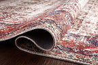 Loloi Layla Collection LAY-12 Ivory/Brick 2'-3" x 3'-9" .13" Thick Accent Rug, Soft, Durable, Vintage Inspired, Distressed, Low Pile, Non-Shedding, Easy Clean, Printed, Living Room Rug