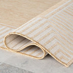 nuLOOM 6' 7" x 9' Outdoor/Indoor Asha Area Rug, Tan, Casual Design with Striped Border, Stain Resistant, Highly Durable, for Patio, Balcony, Bedroom, Living Room, Dining Room, Bathroom