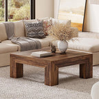 Tribesigns Farmhouse Square Coffee Table for Living Room, 39.37-Inch Low Large Center Tea Accent Table with Sturdy Legs, Easy Assembly (Dark Brown)