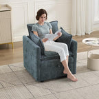 30" Cloud Modular Single Sofa Chair with Storage, Modern Upholstered Accent Chair Deep Seat, Chenille Reading Lounge Armchair for Living Room, Bedroom, Small Space, Blue