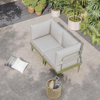 Sundale Outdoor 2 Pieces Metal Patio Furniture Set, Outdoor Sectional Sofa w/6 Inch Olefin Cushion, Modern Outdoor Conversation Sets