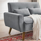 48" Small Loveseat Sofa, Mid Century Modern Love Seat with Back Cushions and Plastic Legs, 2 Seater Couches for Living Room, Bedroom, Small Spaces, Light Grey