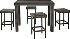 Crosley Furniture Palm Harbor 5-Piece Outdoor Dining Set for 4, Counter Height Wicker Patio Table and Stools, Brown