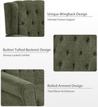 Lumibee High Back Accent Chair,Upholstered Wingback Armchair with Solid Wood Legs for Small Spaces,Comfy Single Sofa Chair for Living Room,Bedroom,Office-Green