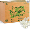 Freelivity Laundry Detergent Sheets, 200 Sheets Fresh Linen Scent - Eco-Friendly Hypoallergenic Plastic-Free LiquidLess Clothes Washing Detergent Supplies for Save Space Travel Camping
