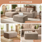 37.1" Ottoman for Couch, Plush Corduroy Memory Foam Ottoman Cloud Boneless Sectional Couch for Living Room Foot Stools No Assembly Require, Stripe Corduroy,Camel