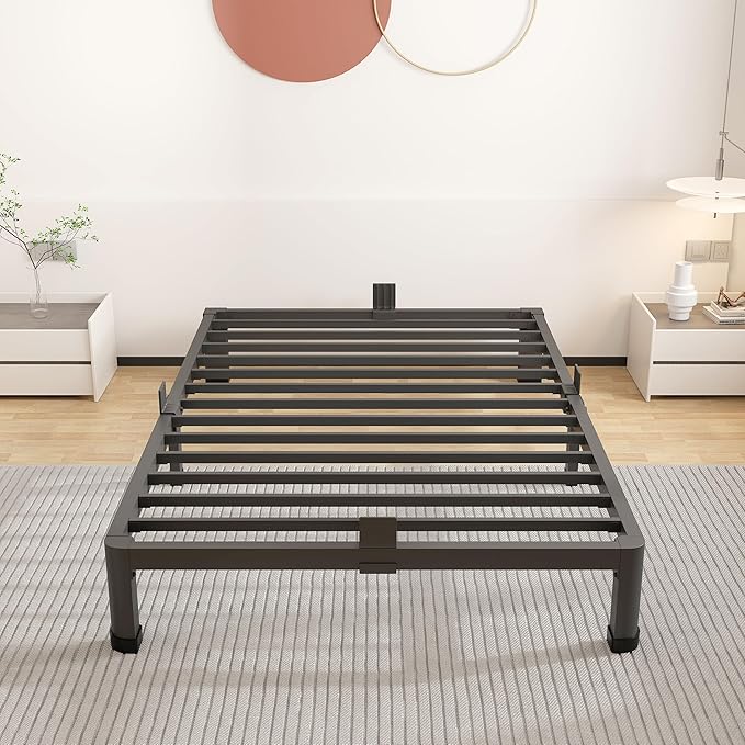 ROIL 7 inch Twin Bed Frames with Round Corner Legs Mattress Retainers 3500LBS Heavy Duty Steel Slats No Box Spring Needed Platform Noise-Free Easy Assembly