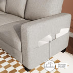Sectional Sofa and Couches for Living Room, 78'' Brown 3 Seat L-Shaped Couch with Movable Ottoman, Comfy Linen Convertible Sectionals Sofas with Chaise for Apartment, Office, Small Space