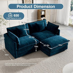 Modular Sectional Sofa, 76.7 Inch L-Shaped Cloud Sofa with Deep Seat Comfortable Chenille Sofa with Cushion Double Sectional Sofa for Living Room Apartment,Blue