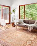 Loloi Layla Collection LAY-16 Natural/Spice 9'-0" x 12'-0" .13" Thick Area Rug, Soft, Durable, Vintage Inspired, Distressed, Low Pile, Non-Shedding, Easy Clean, Printed, Living Room Rug
