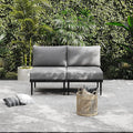 Sundale Outdoor 2 Pieces Metal Patio Furniture Set, Outdoor Sectional Sofa w/6 Inch Olefin Cushion, Modern Outdoor Conversation Sets