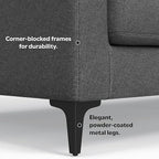 SIMPLIHOME Ava Corner Sectional Sofa in 100% Recycled Polyester Tightly Woven Performance Fabric, Pebble Grey, 102-inches Wide, Handcrafted Mid-Century Modern Style L-Shaped Couch for Living Room
