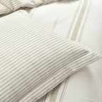Lush Decor Farmhouse Stripe Reversible Cotton Comforter Set, 3 Piece Set, King, Neutral - Cozy Farmhouse Bedding Set - Rustic Decor - Striped Comforter - Modern Farmhouse Bedroom Decor