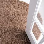 Unique Loom Solid Shag Collection Area Rug (4' 1" Round, Sandy Brown)