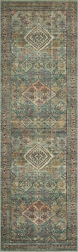 Loloi Magnolia Home by Joanna Gaines Sinclair Collection SIN-03 Turquoise/Multi 2'-3" x 7'-6", .25" Pile Height, Machine Washable, Runner Rug