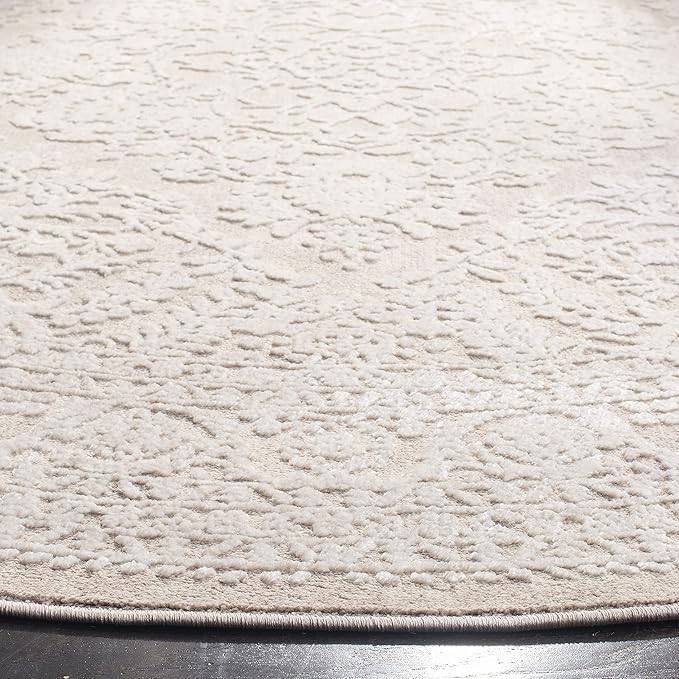 SAFAVIEH Area Rug 3' Round - Reflection Collection - Beige & Cream, Non-Shedding & Easy Cleaning, Ideal for Entryway, Living Room, Bedroom (RFT668A)