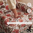 MELLCOM Floral Accent Chair, High Back Upholstered Armchair with Solid Legs, Leisure Single Sofa Chair for Living Room, Bedroom, Home Office, Red Floral