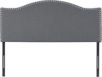 Naomi Home Catalina Queen Headboard – Adjustable Linen Upholstered Tufted Panel with 12 Height Settings, Wall-Mount or Bed Frame Mount, Sturdy Wood Frame, Nailhead Trim – Light Gray