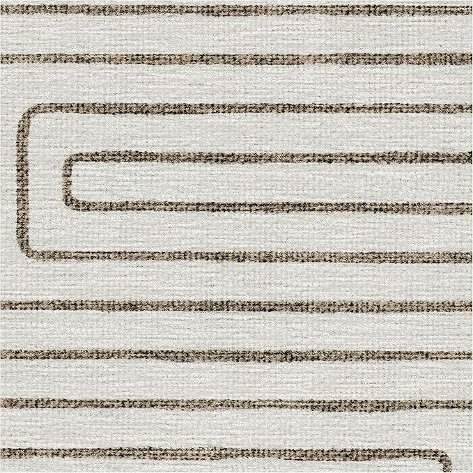 RUGGABLE x Jonathan Adler Machine Washable Modern Runner Rug – Labyrinth Camel/Ivory 2.5x7, Stain-Resistant, Non-Slip – Washable Rug for Hallway, Entryway, Living Room & Kitchen–with Cushioned Pad