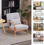 Accent Chairs, Mid-Century Modern Chair with Pillow, Armchair with Solid Wood, Reading Relaxing Leisure Chair for Living Room（Light Grey）