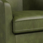 Swivel Barrel Accent Chair, Round Faux Leather Living Room Arm Chairs, Modern Upholstered Comfty Reading Nook Chairs for Bedroom, Small Club Armchair, Single Sofa Side Chair, Green