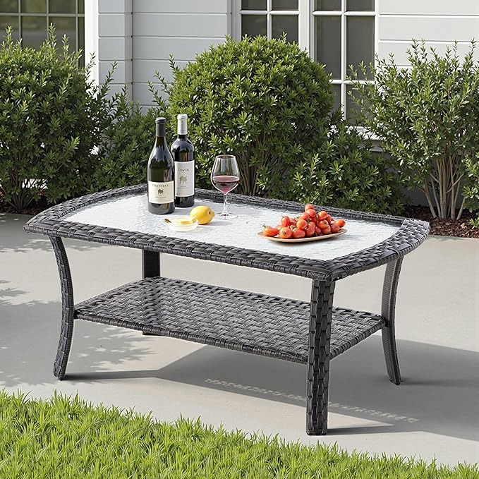 5 PCS Patio Outdoor Furniture Set with Swivel Rocking Chairs,All Weather Wicker Rattan Patio Seating Sofa and Chairs Set,Outdoor Conversaiton Sets for Deck Yard Prrch Garden Poolside,Dark Grey