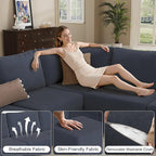 Modular Sectional Sofa Couches, Large Convertible Modular Couches With Storage, 7-Seater Sectional Sofa For Living Room, U Shaped Sectional Couch Sleeper Sofa With Chaise (BlueGrey, 7 Seats)