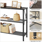 Hoctieon Industrial Console Table, 3 Tier Entryway Table, Hallway Table, Narrow Sofa Table with Shelves, Entrance Table for Entryway, Living Room, Foyer, Hallway, Office, Grey