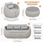 4 Pieces Woven Rope Patio Conversation Set: Rustproof Aluminum Frame, Weather Resistant, Thick Cushions, No Assembly, Easy to Clean, Comfy Outdoor Sofa Set for Porch Deck Yard Hotel - Gray