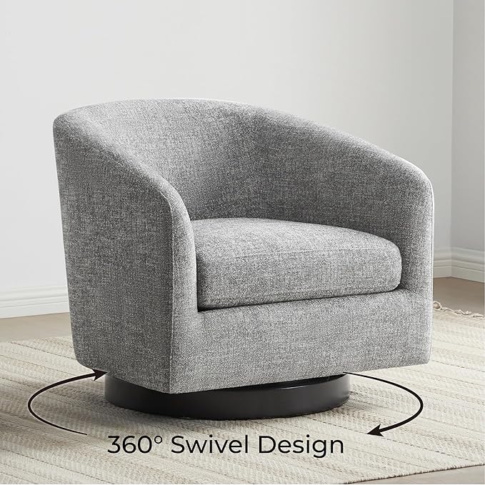CHITA Swivel Accent Chair, FSC Certified Upholstered Fabric Barrel Chair for Living Room Set of 2, Fully Assembled, Pebble Grey