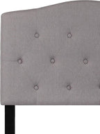 EMMA + OLIVER Arched Button Tufted Twin Size Headboard in Light Gray Fabric