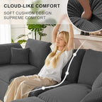 143" Cloud Sectional Couch, Boneless couches for Living Room，U Shaped Couch with Convertible Ottoman, Modular Sectional Sofa with Deep Seat, Comfy Soft Cushions, No Assembly, Gray