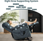 Oversized Zero Gravity Power Lift Recliner Chair for Elderly Adults Big Man Electric Lay Flat Recliner Triple Motor with Heat and Massage, Adjustable Seat Height, Arm Storage, Cup Holder
