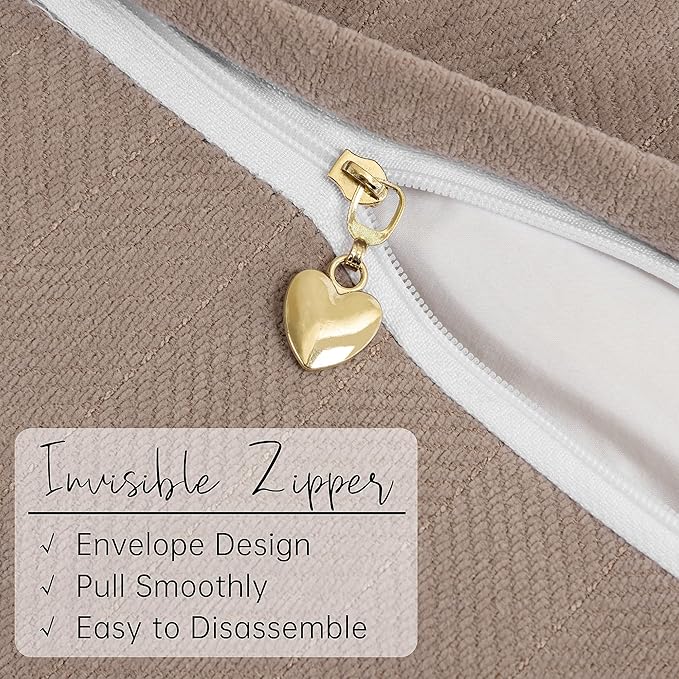 ZWJD Khaki Pillow Covers 26x26 Set of 2 Chenille Throw Pillow Covers with Elegant Design Soft and Luxurious Decorative Throw Pillows for Couch, Bed, and Home Decor
