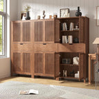Set of 3 Rustic Brown 69" Tall Farmhouse Storage Cabinet with Drawer & Adjustable Shelves, Grille Door Organizer Unit, Anti-Tip Design for Bathroom,Kitchen,Living Room