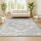 JONATHAN Y Modern Vintage Medallion Light Gray Indoor Area Rug, 12x18, Country, Floral, Easy-Cleaning for Living Room, Bedroom, Kitchen, Pet Friendly, Non-Shedding (MDP100A-18)