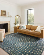 Loloi Rifle Paper Co. Eden Collection EDE-03 Lattice Indigo 2'-6" x 9'-6" Runner Rug feat. CloudPile™