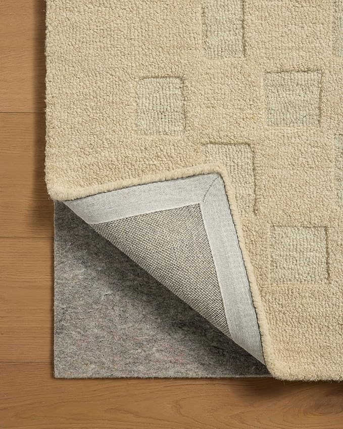 Loloi Leanne Ford Craven Collection CVN-04 Oatmeal/Dove 8'-6" x 11'-6" Area Rug Checkered, Patterned, Neutral, Living Room, Bedroom, Dining Room