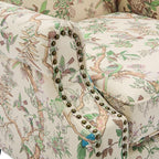 UIXE High Back Floral Accent Chair, Fabric Upholstered Armchair Wingback Arm Club Chair for Living Room, Nailhead Trim Single Sofa Bedroom Side Reading Seat with Solid Wood Legs - Bird Pattern